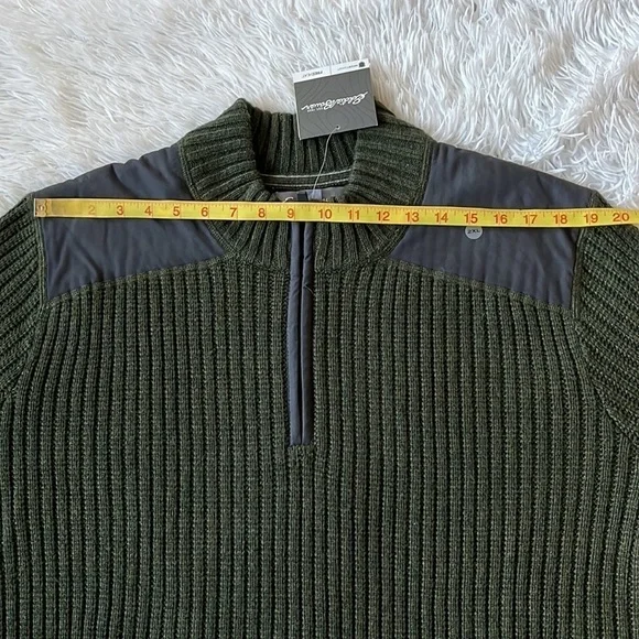EDDIE BAUER 1/4 ZIP SWEATER MR FIELD GUIDE HEATHER GREEN SIZE 2XL